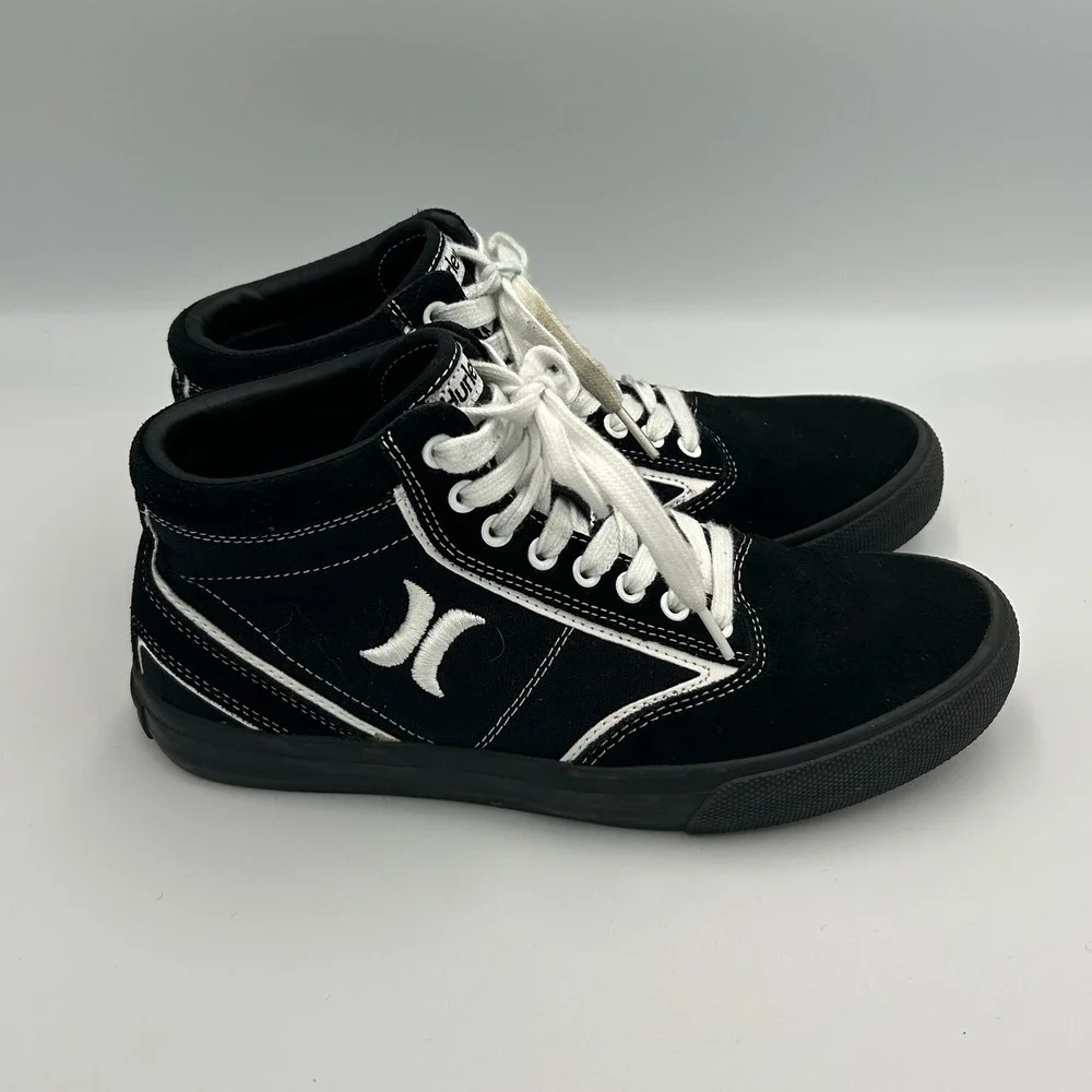 Hurley Men's 8 Skate Shoes‎ Canvas Lace Up High Top Kayo Chukka Black White 90s